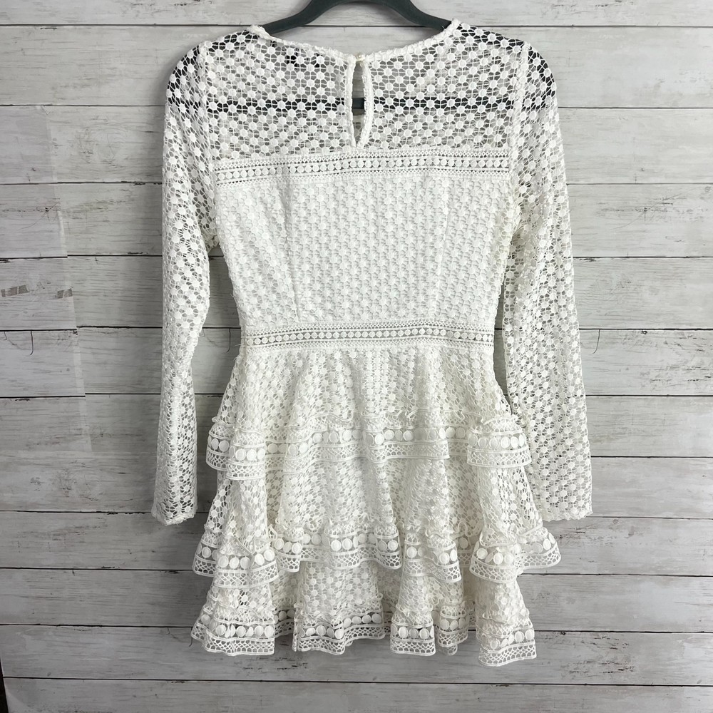 Lulus Begins With Love White Crotchet Lace Tiered Mini Dress - Picture 5 of 7